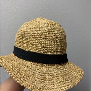 J. Crew Natural Straw Sun Hat with Black Band